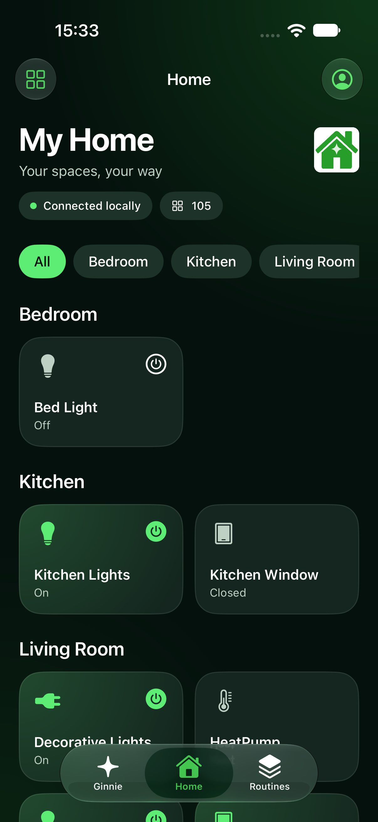 Ginnie App iOS interface overview